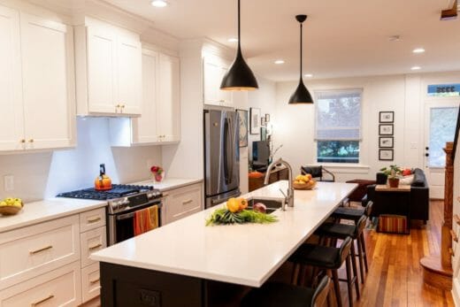 Charleene's-Houses-MD-baltimore-towson-kitchen-renovation-polished-nickel-faucet-dark-island-brass-cabinet-hardware