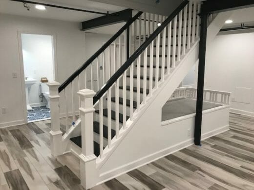 white staircase into basement