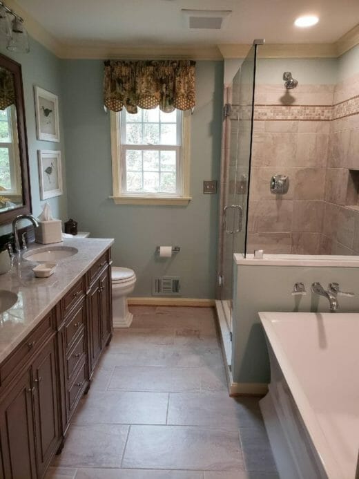 Charleene's-Houses-MD-towson-baltimore-bathroom-remodeling-kitchen-renovations-walk-in-shower-polished-nickel-hardware-double-vanity