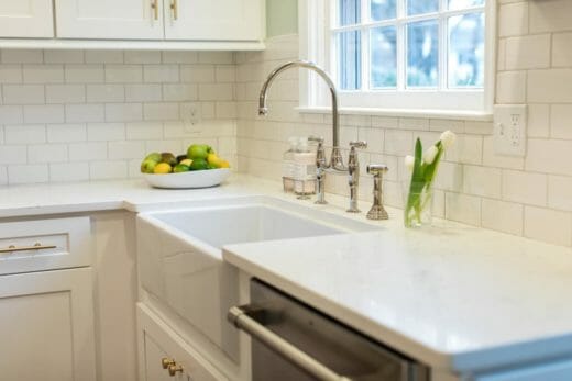 Charleene's-Houses-MD-baltimore-towson-kitchen-renovation-white-cabinets-polished-nickel-cabinet-hardware-dining-room-renovation-grey-subway-tile-backsplash