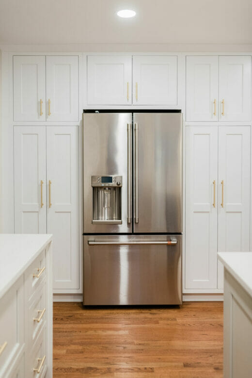 Kitchen-remodel-Brass-Cabinet- Hardware-White-Cabinets