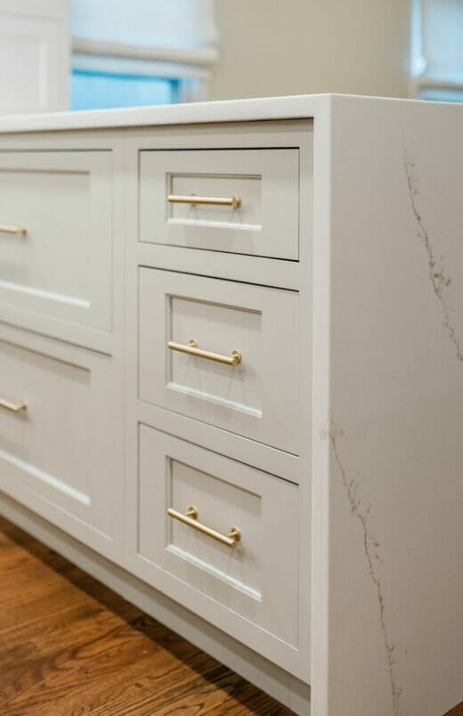 Kitchen-remodel-Brass-Cabinet- Hardware-Marble-Countertop