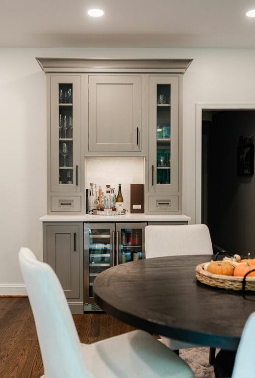 kitchen remodel grey wine bar