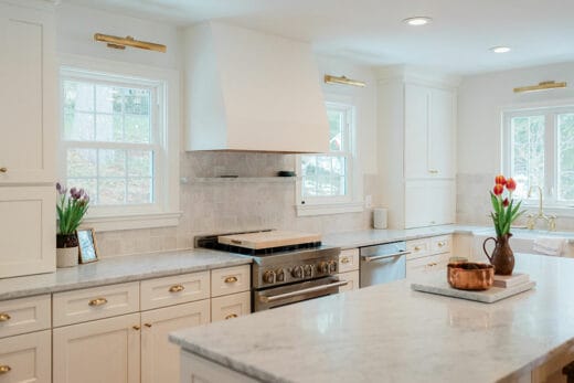 kitchen remodel white cabinets wicker accents