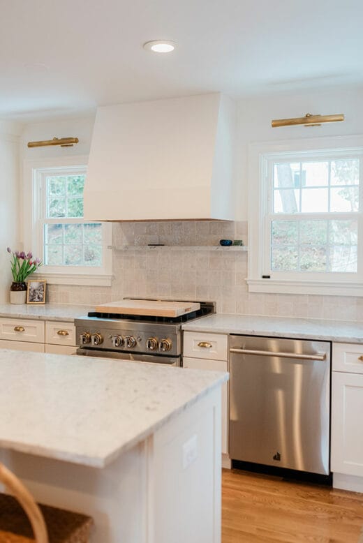 kitchen remodel white cabinets wicker accents