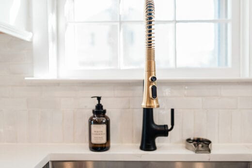 black and brass faucet